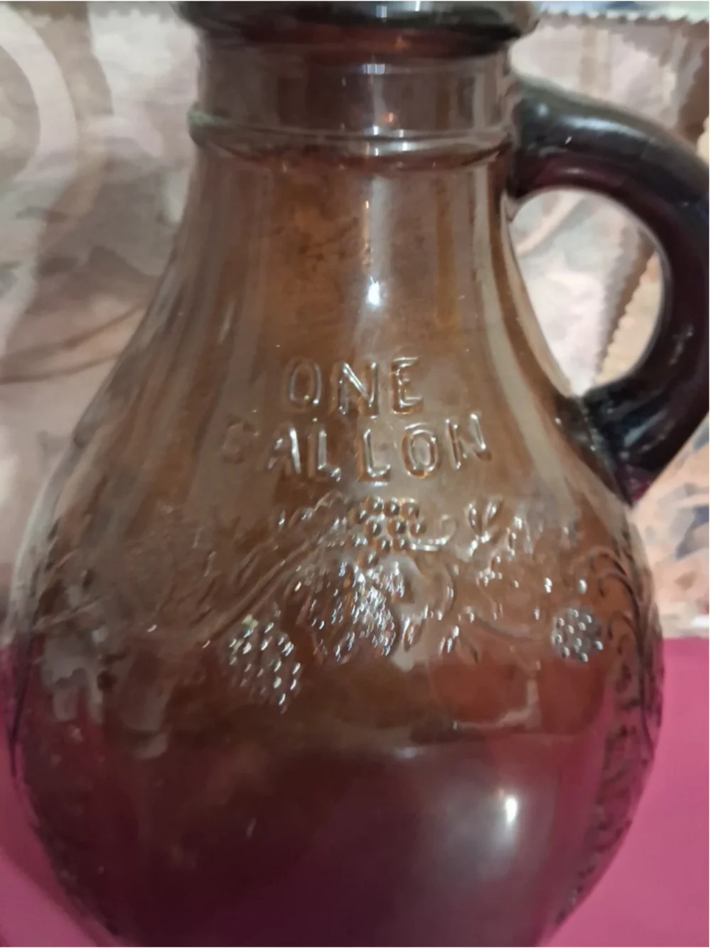 Vintage Mayfield Glass One Gallon Grapevine Pattern Round Jug Decorative Pitcher